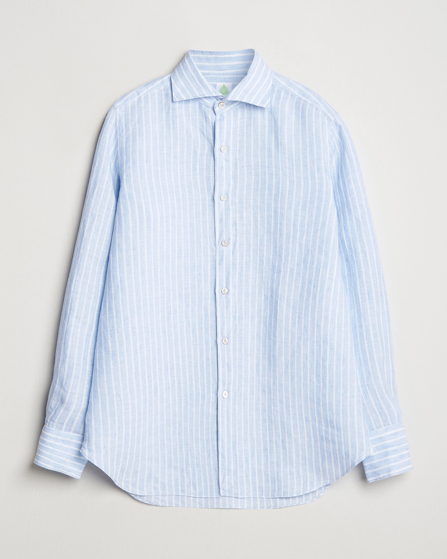 Heren | | Finamore Napoli | Gaeta Linen Shirt Blue Stripe