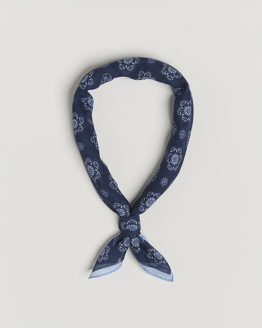 Heren | | Stenströms | Printed Cotton Bandana Navy