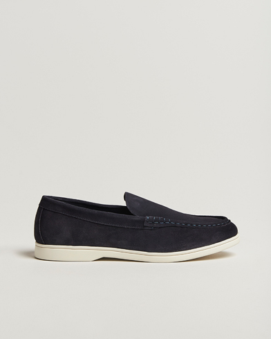 Heren | Business & Beyond - Formal | Charles Tyrwhitt | Suede Slip On Loafers Navy