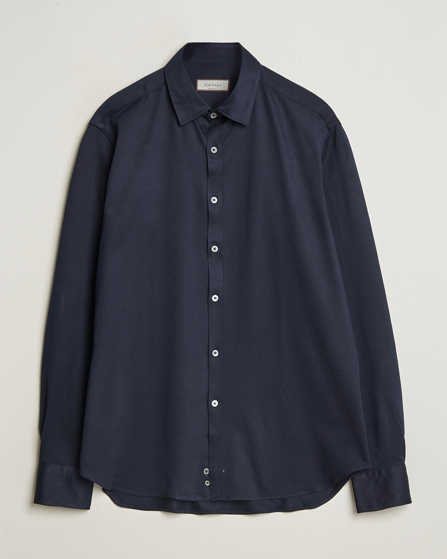 Heren | Poloshirts | Canali | Slim Fit Jersey Shirt Navy