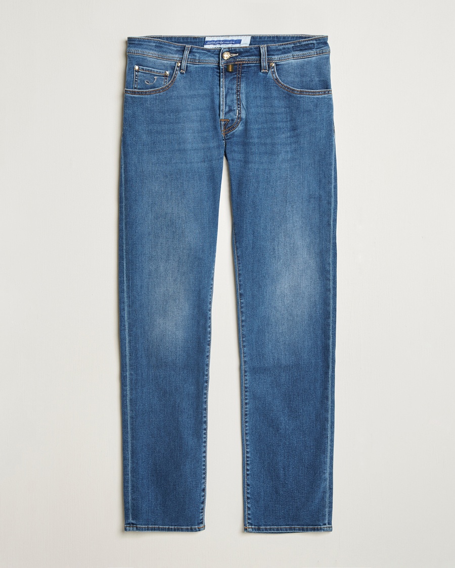 Heren | Jeans | Jacob Cohën | Nick Slim Fit Stretch Jeans Mid Blue