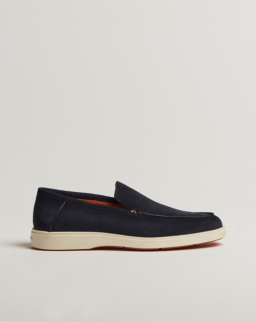 Santoni Detroit Loafer Navy Suede – Blauw