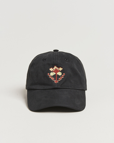 Heren | | Drake's | Flower Embroidered Cap Black