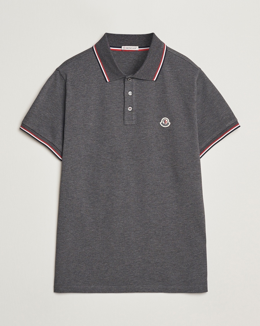 Heren | | Moncler | Contrast Rib Polo Dark Grey