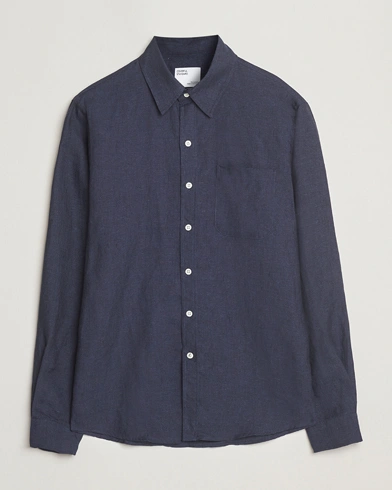 Heren | | Colorful Standard | Garment Dyed Linen Shirt Navy Blue