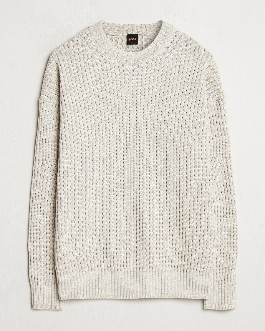 Heren | BOSS ORANGE | BOSS ORANGE | Kesca Knitted Sweater Light Beige