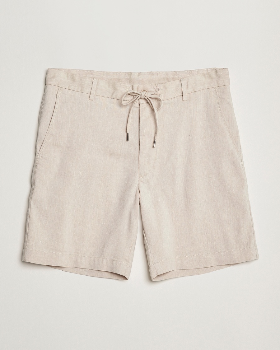 Heren | Korte broek | BOSS BLACK | Kane Linen/Cotton Drawstring Shorts Light Beige