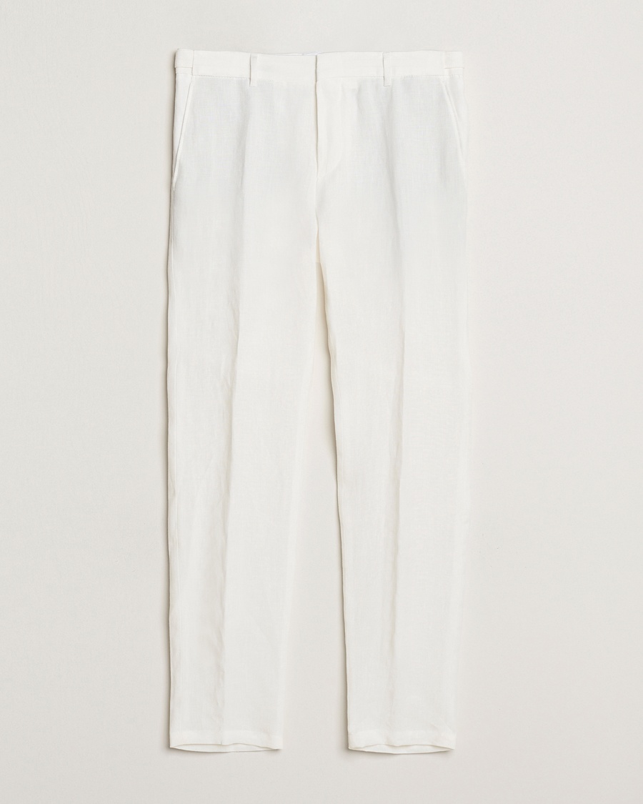 Heren | Broeken | BOSS BLACK | Genius Pleated Linen Trousers White