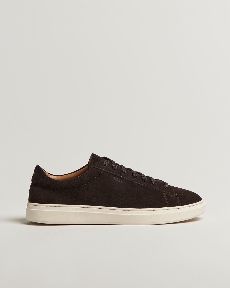 Heren | | BOSS BLACK | Kieran Suede Sneaker Dark Brown