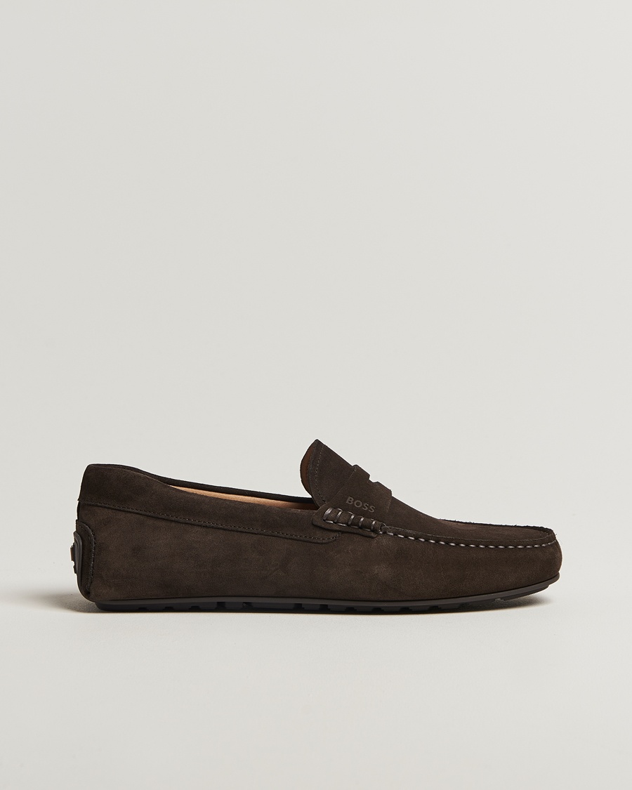 BOSS BLACK Noel Suede Moccasin Dark Brown – Bruin