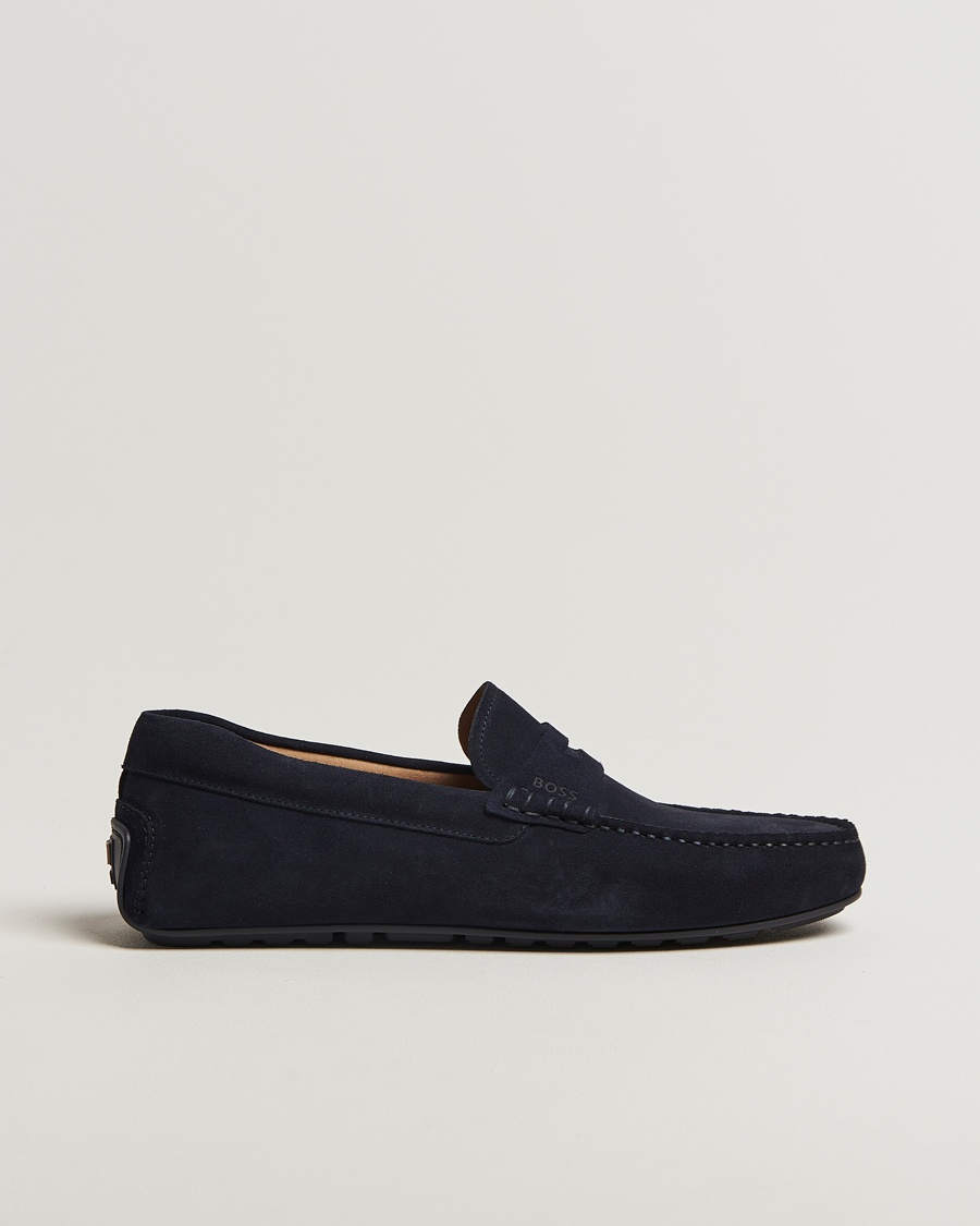 BOSS BLACK Noel Suede Moccasin Dark Blue – Blauw