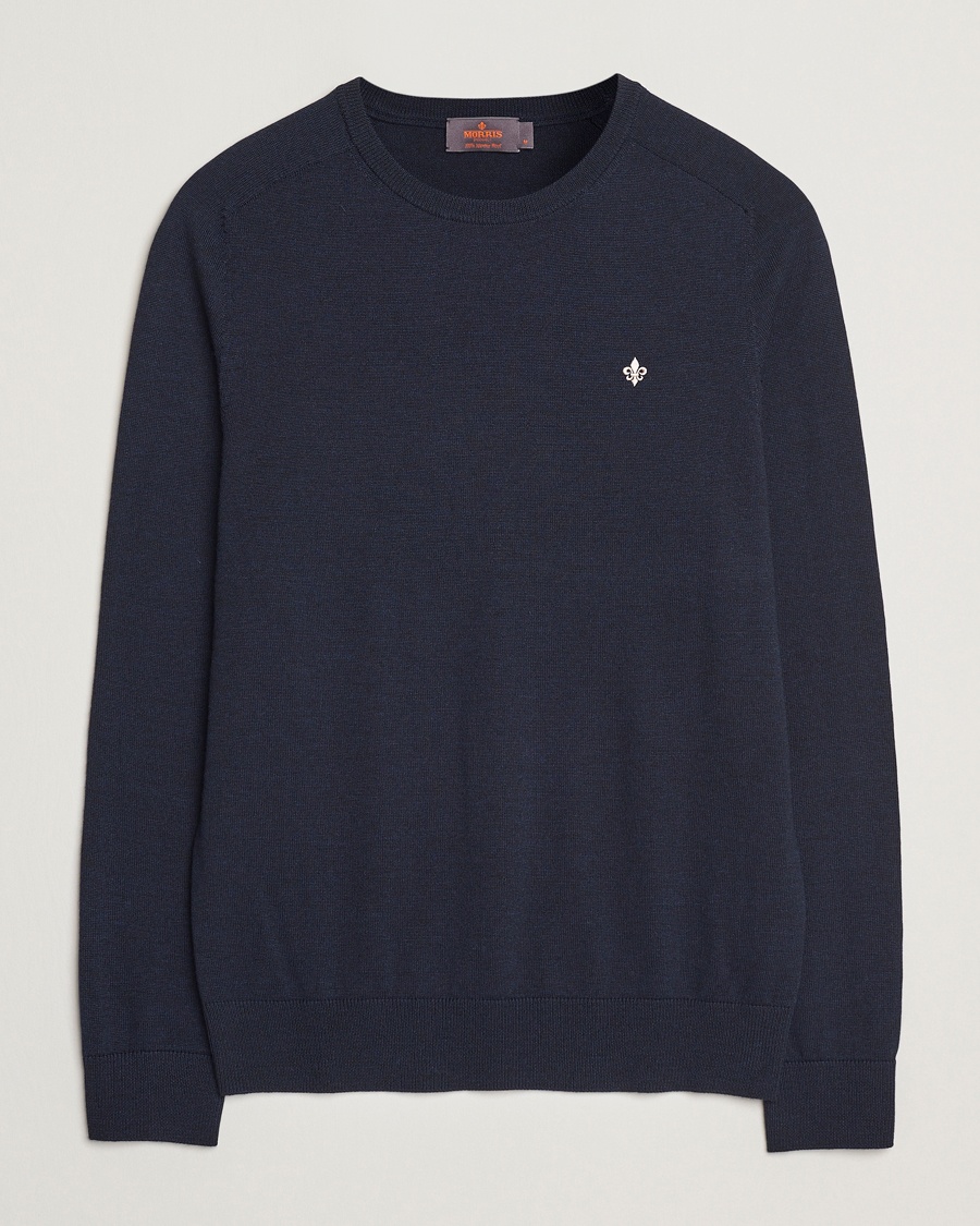 Morris Merino O-Neck Navy – Blauw