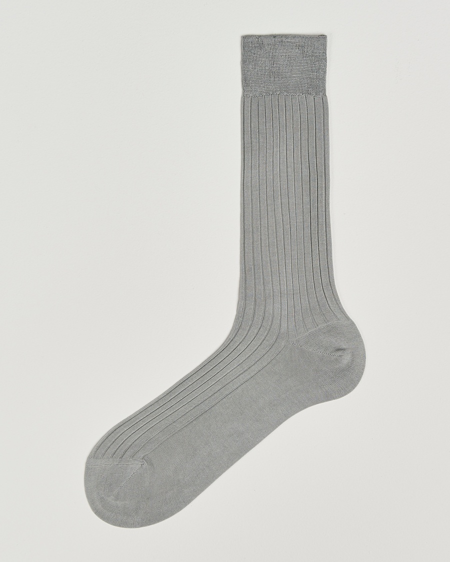Heren |  | Bresciani | Cotton Ribbed Short Socks Light Grey Melange