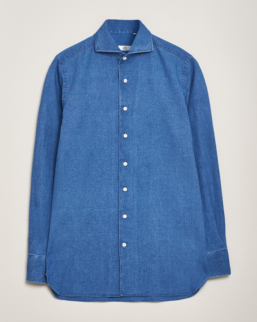 Heren | Overhemden | 100Hands | Garment Washed Denim Shirt Blue