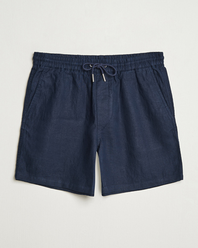 NN07 Gregor Linen Drawstring Shorts Navy Blue – Blauw