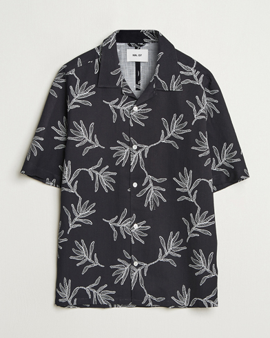 NN07 Ole Printed Cotton/Lyocell Resort Shirt Black – Zwart