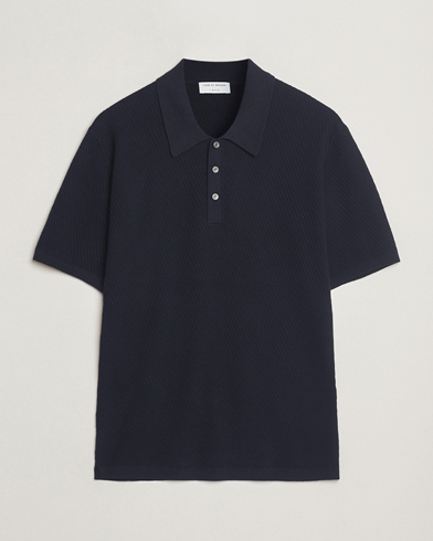 Heren | | Tiger of Sweden | Reid Structured Knitted Polo Bruised Blue