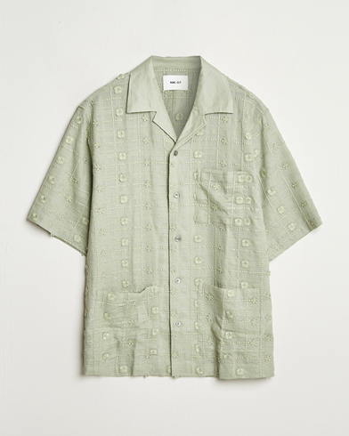 NN07 Ben Lyocell Fil-Coupé Embroidery Anglaise Shirt Sage Green – Groen