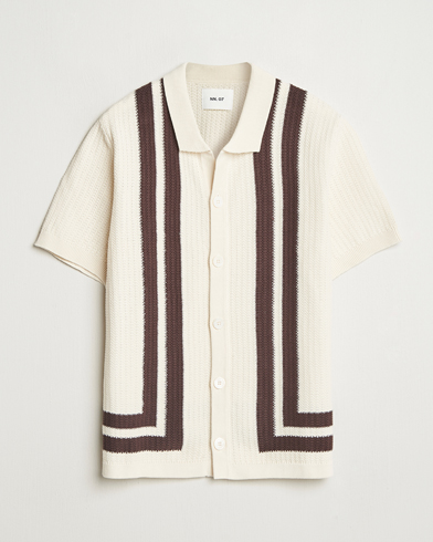NN07 Ares Knitted Short Sleeve Shirt Ivory – Wit