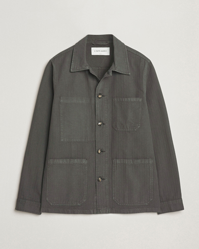 A Day's March Herringbone Overshirt Olive – Groen