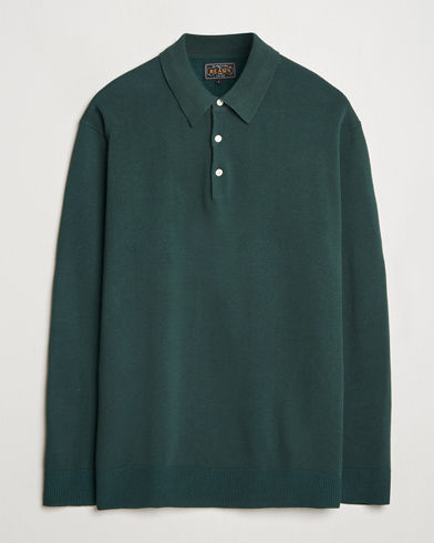 BEAMS PLUS Long Sleeve 12G Knit Polo Forest Green – Groen