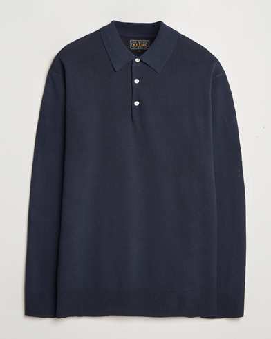 BEAMS PLUS Long Sleeve 12G Knit Polo Navy – Blauw