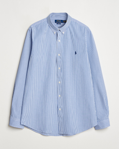 Polo Ralph Lauren Slim Fit Poplin Shirt Blue/White Hairline Stripe – Blauw