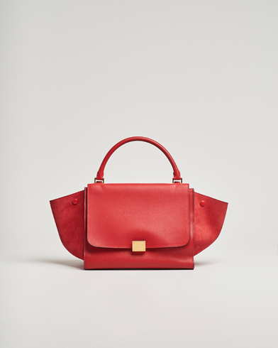 Heren | Gifts for Her | Celine Pre-Owned | Trapeze Leather Suede Handbag Red Medium