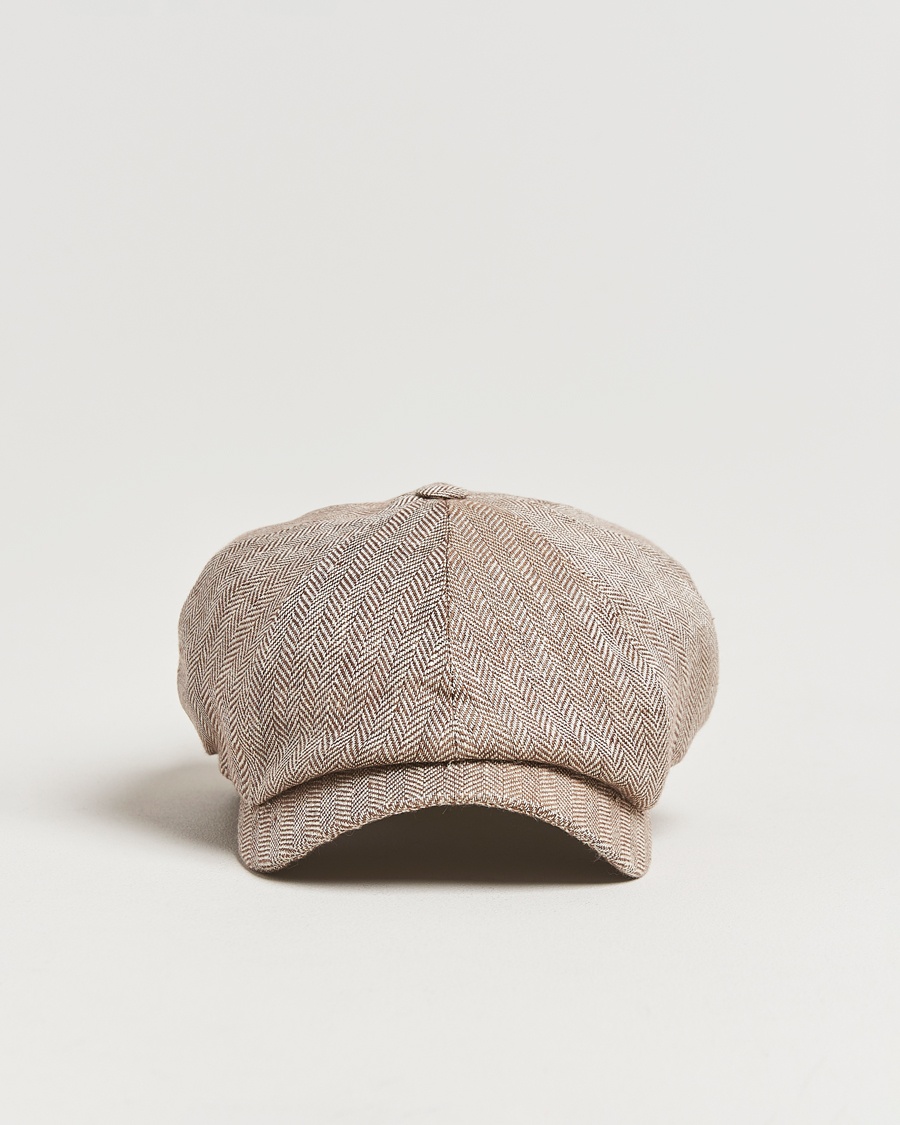 Wigéns Newsboy Classic Linen Herringbone Cap Brown – Bruin