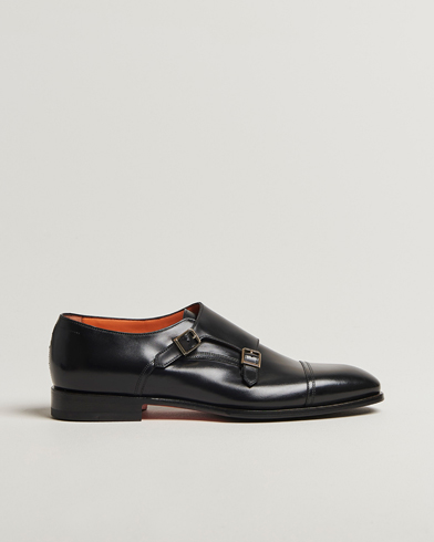 Santoni Adrian Double Monk Black Calf – Zwart