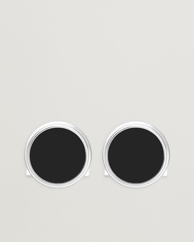 S.T. Dupont Cufflink Round Black/Pall Silver – Zilver