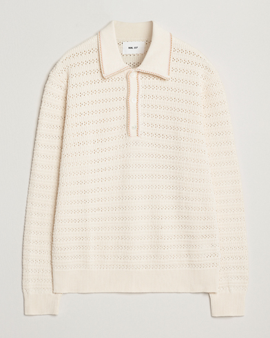 NN07 Josh Knitted Polo Ivory – Wit