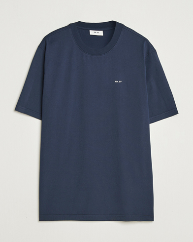 NN07 Abel Logo Crew Neck T-Shirt Navy – Blauw