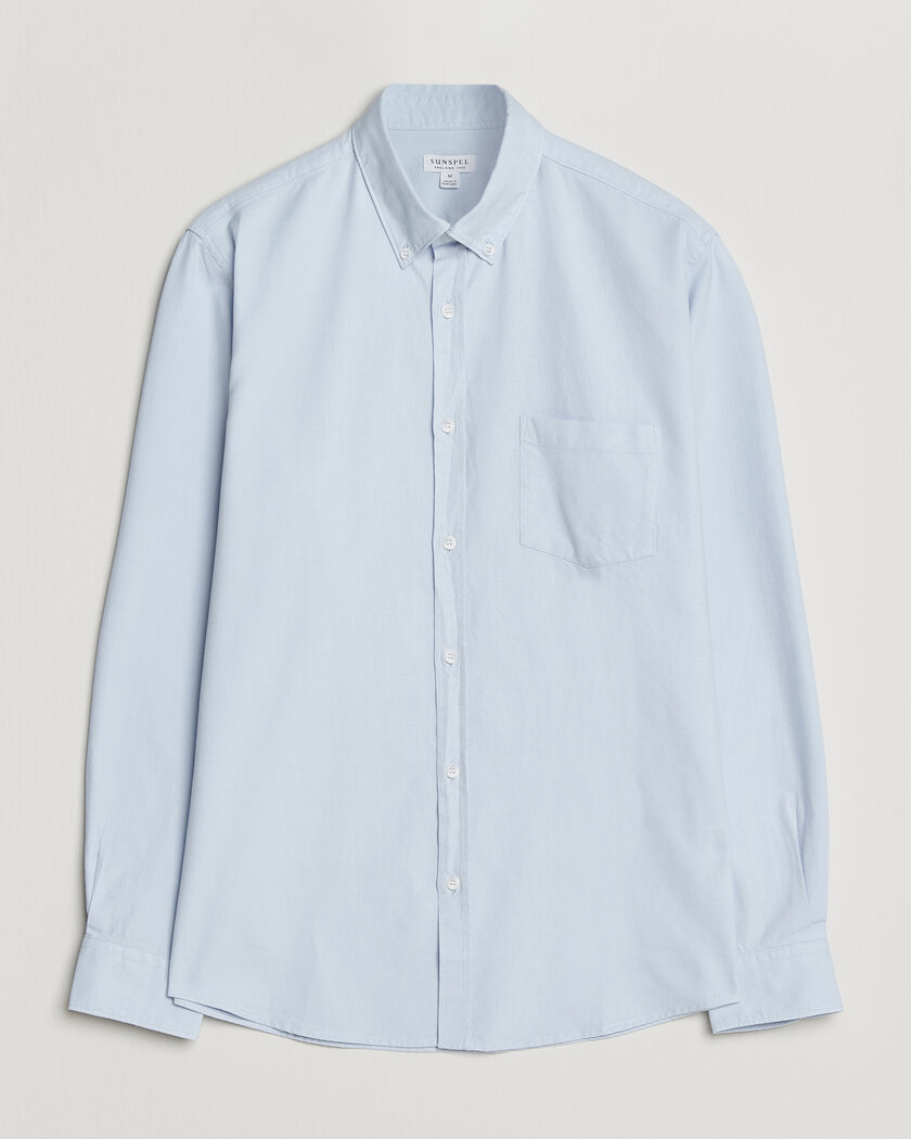 Sunspel Oxford Button Down Shirt Light Blue – Blauw