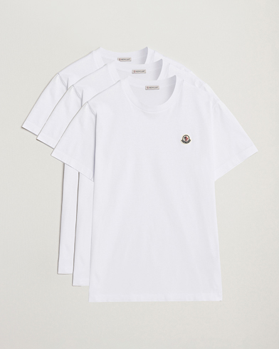 Moncler 3-Pack Logo T-Shirt White – Wit