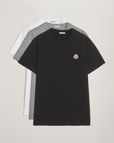 Moncler 3-Pack Logo T-Shirt Grey/White/Black – Grijs