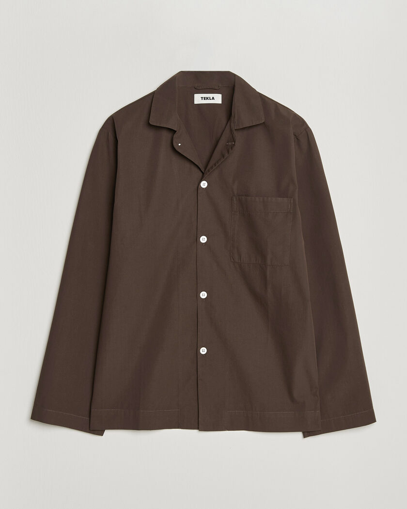 Tekla Poplin Pyjama Shirt Coffee – Bruin