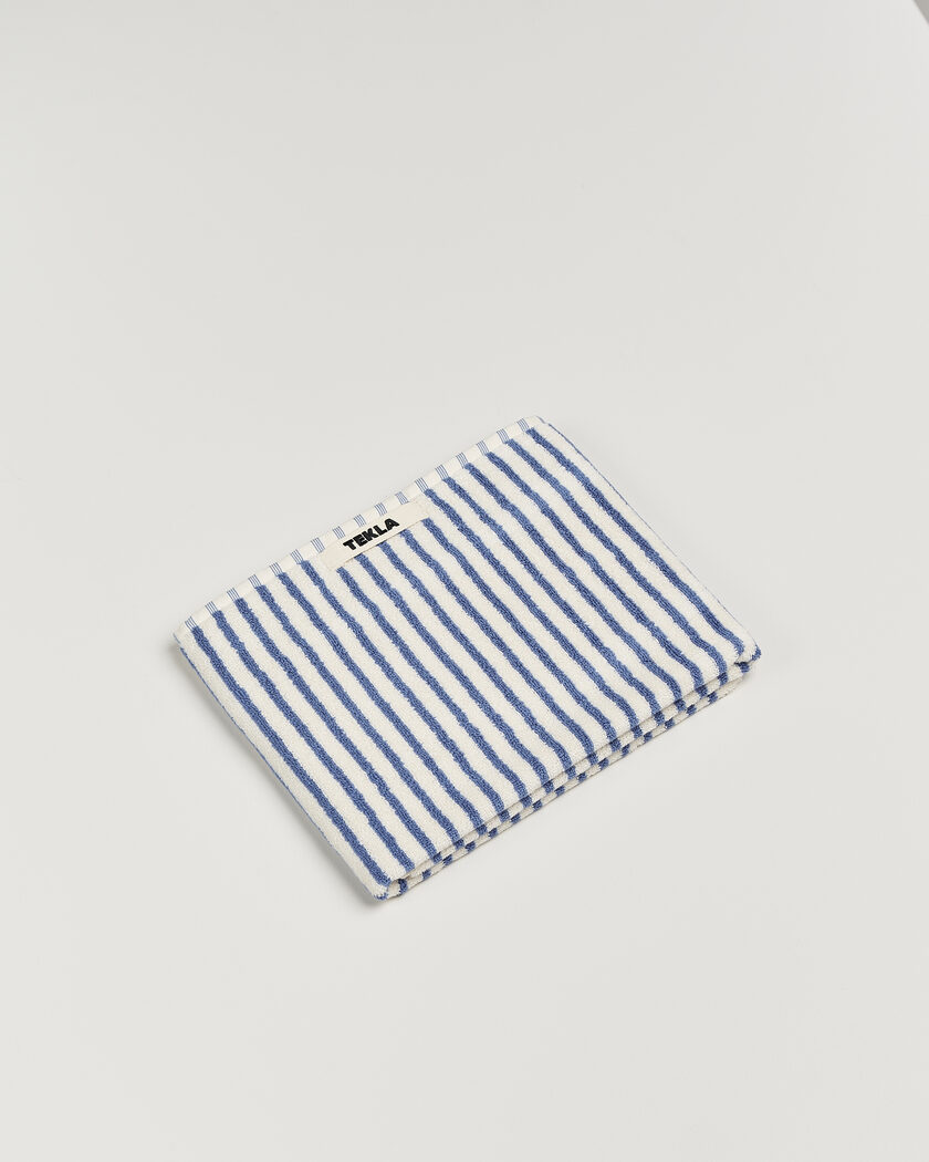 Tekla Organic Terry Hand Towel Coastal Blue Stripes – Blauw