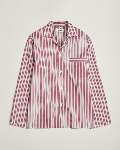 Tekla Poplin Pyjama Shirt Rhubarb Stripes – Rood