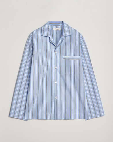 Tekla Poplin Pyjama Shirt Stave Stripes – Blauw