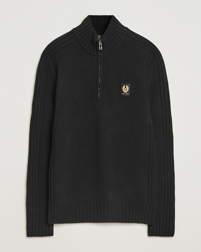 Belstaff Watch Wool Knitted Quarter Zip Black – Zwart