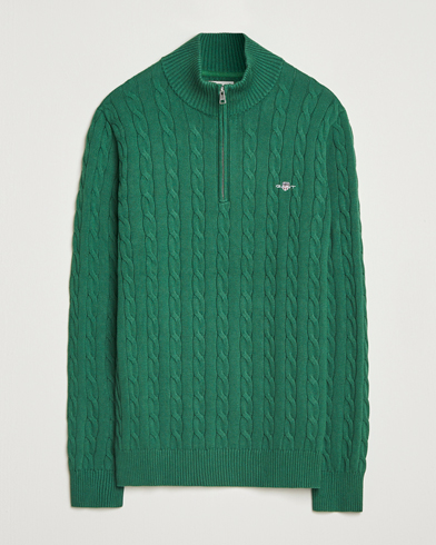 GANT Cotton Cable Half Zip Forest Green – Groen