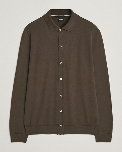 BOSS BLACK Helbert Wool Cardigan Open Green – Groen