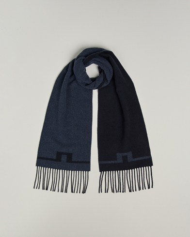J.Lindeberg Champ Wool Doublefaced Scarf Navy – Blauw