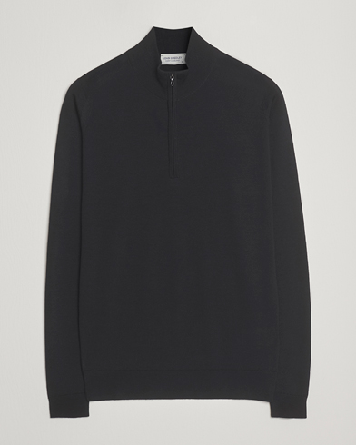 John Smedley Barrow Extra Fine Merino Half Zip Black – Zwart