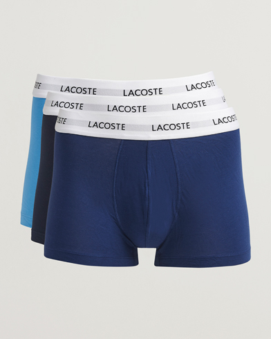 Lacoste 3-Pack Stretch Cotton Trunks Blue – Blauw