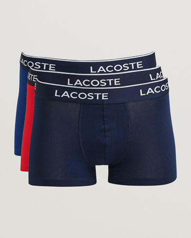 Lacoste 3-Pack Stretch Cotton Trunks Navy/Blue/Red – Blauw