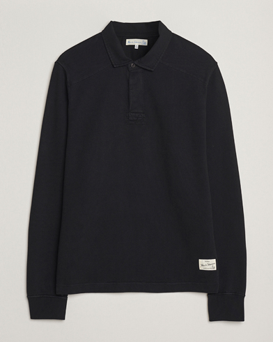 Merz b. Schwanen Relaxed Fit Vintage Cotton Rugby Shirt Black – Zwart