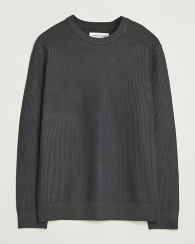 Samsøe Samsøe Dem Structured Knitted Crew Neck Black Oyster – Grijs