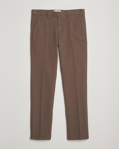 Gant Slim Fit Cotton Herringbone Trousers Rich Brown – Bruin